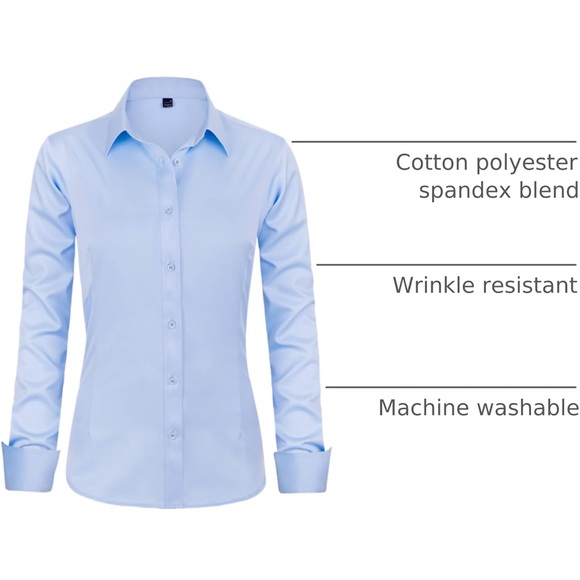 Women's Light Blue Button Down Shirt - Picture 5 of 5